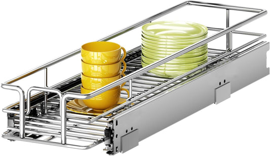 Pull Out Cabinet Organizer 7½" W x 21½" D, Heavy Duty Cabinet Pull Out Shelves, Slide Out Drawers Organization for Kitchen Cabinets Bathroom