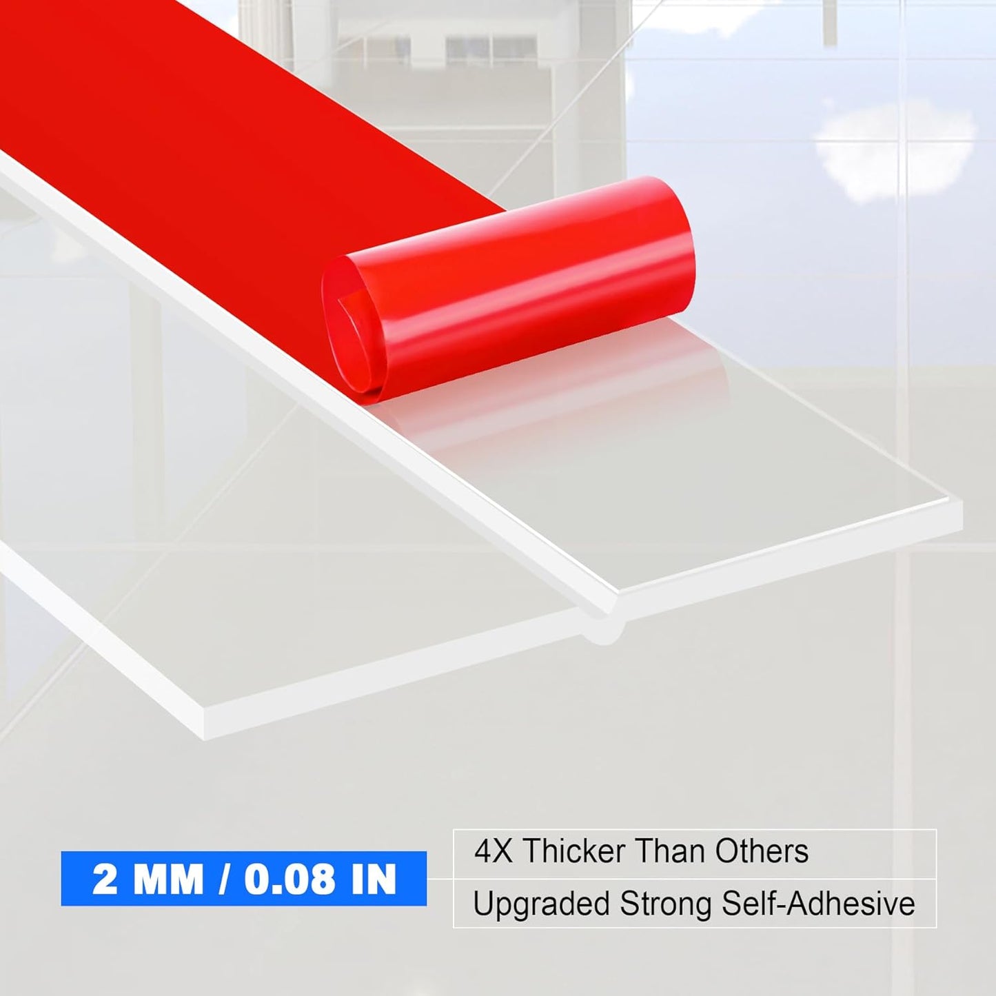 ToLanbbt Weather Stripping Silicone Door Seal Strip 1 in x 20 ft Door Draft Stopper Self Adhesive Door Draft Tape, Side & Bottom Gaps Insulation Strip for Glass Shower Door Sliding Door Window, Clear