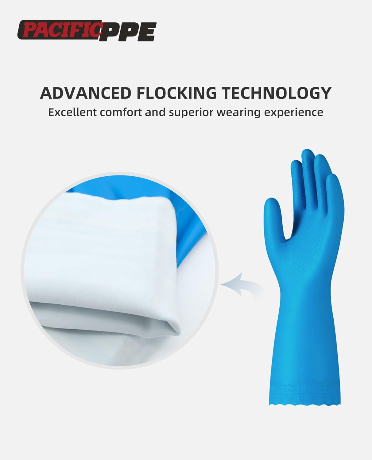 PACIFIC PPE 4 Pairs Reusable Dishwashing Cleaning Gloves with Latex Free, Cotton Lining, Kitchen Gloves, Blue, Medium
