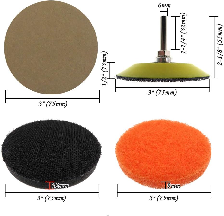 VIBRATITE Headlight Restoration kit for Electric Drill Based Car Lights DIY Polishing kit with 3 Inch Sanding Backing Pad, Mop, Drill Adapter, Sponge Buffer Pad, 21PCS