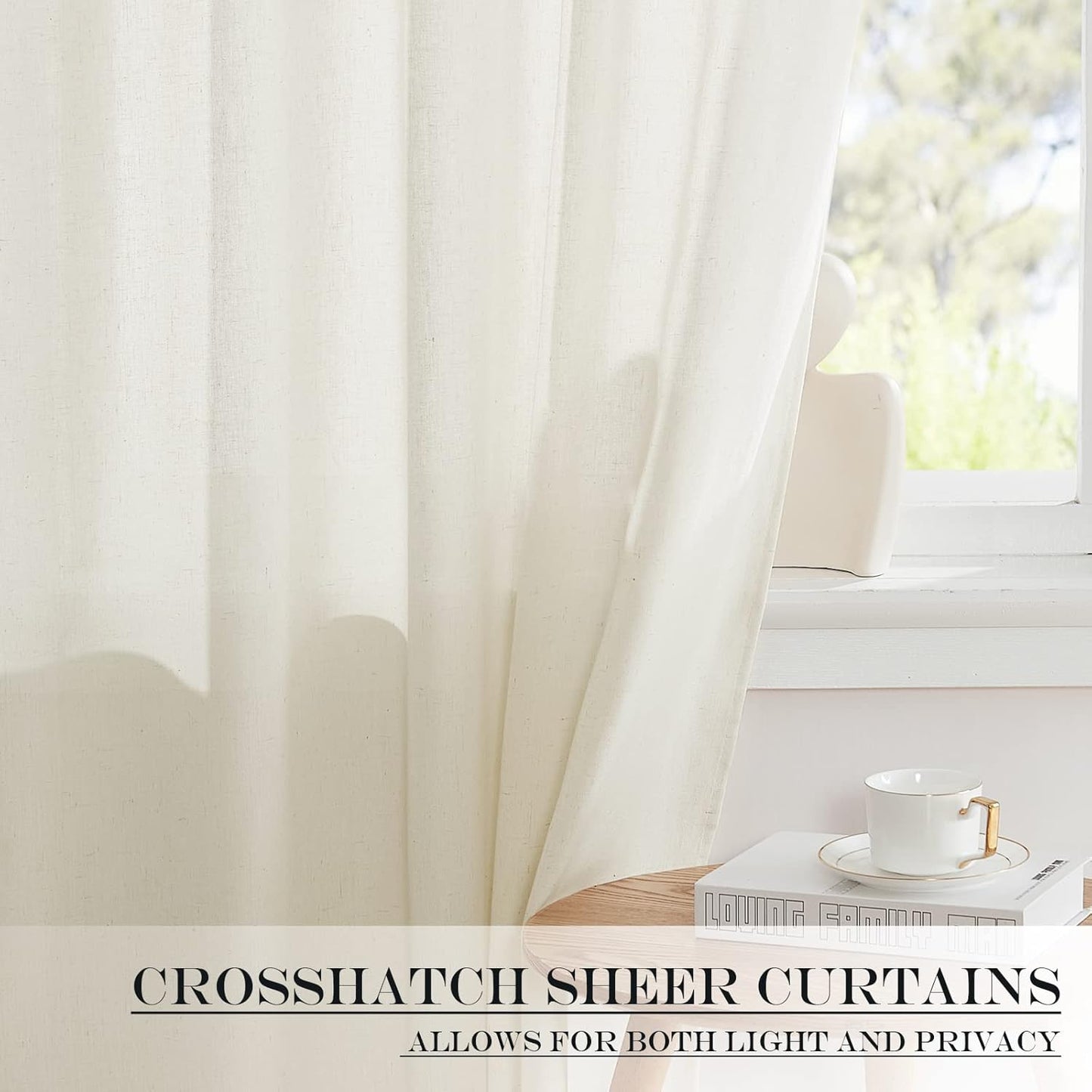 NICETOWN Natural Linen Blended Door Curtain - Farmhouse French Curtain Light Filgtering Tricia Short Window Covering for Patio Sidelight Door Blind Tie Up Shade, W26 x L50 in, 1 Pc, Off White