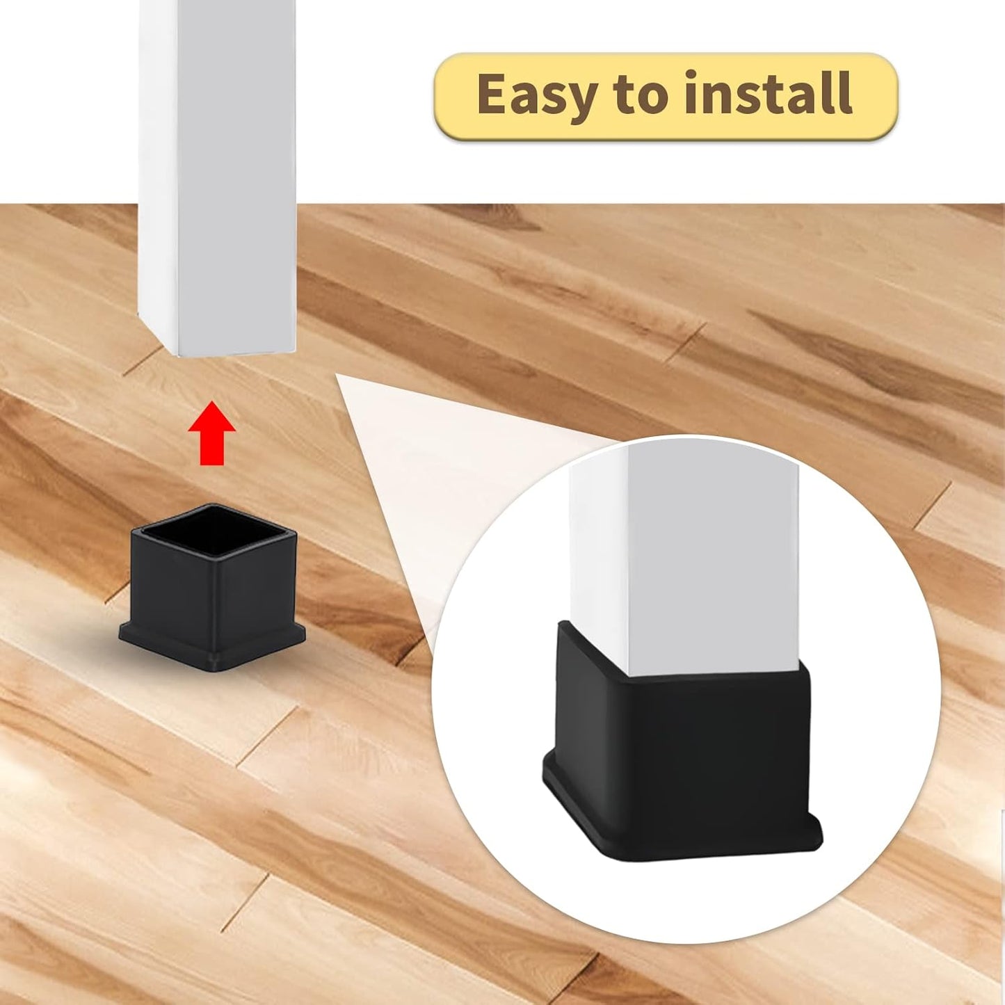 Flyshop 20 Pieces 22 x 22mm PVC Chair Leg Caps Square, Protective Caps for Chair Legs, Floor Protectors, [Noise Reduction & Anti-Scratch], Durable Chair Socks, Black Furniture Feet Gliders