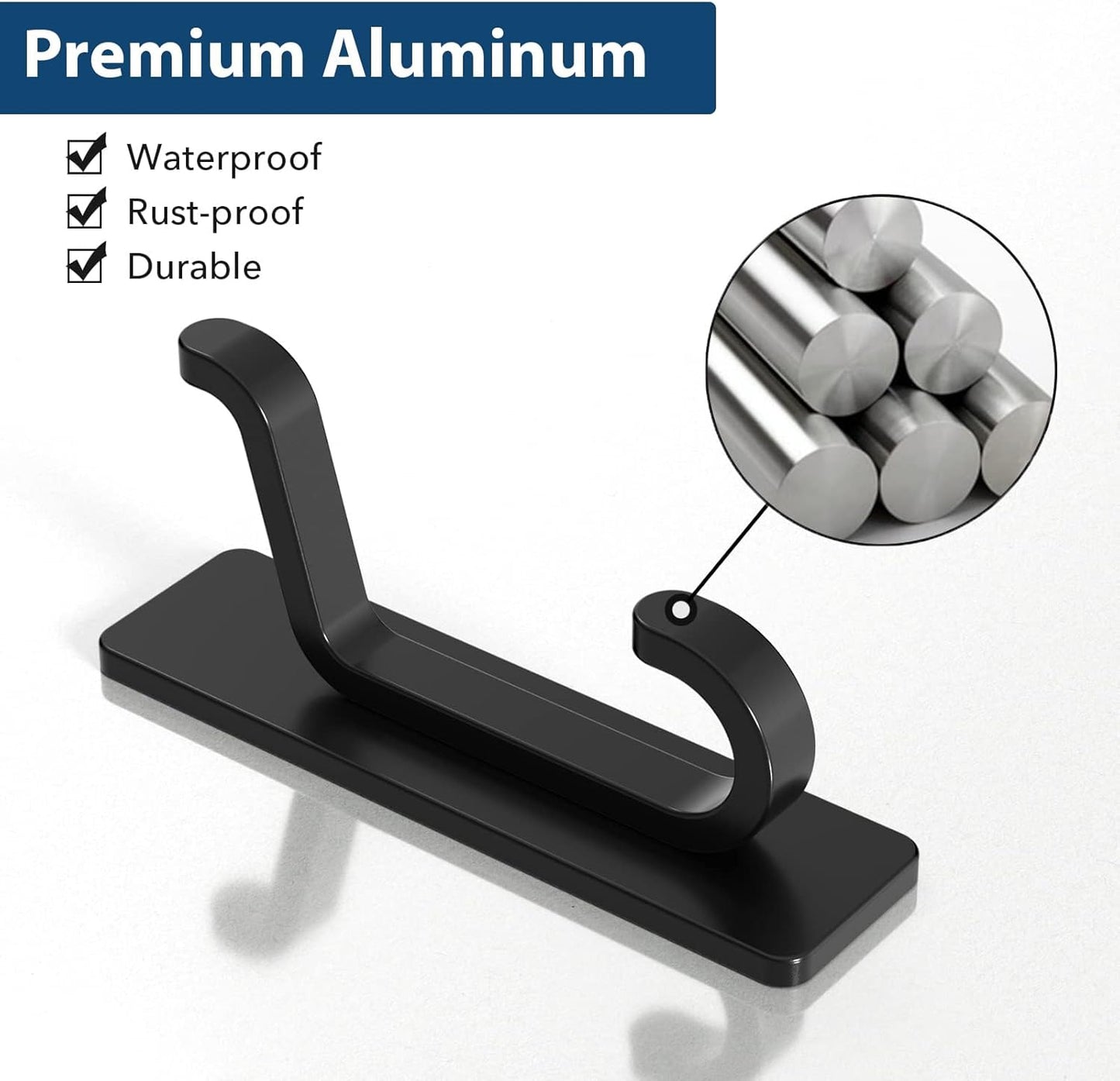 pickpiff 12 Pack Wall Hooks for Coat and Towel: 13LB Adhesive Door Hanger Stick on, Black