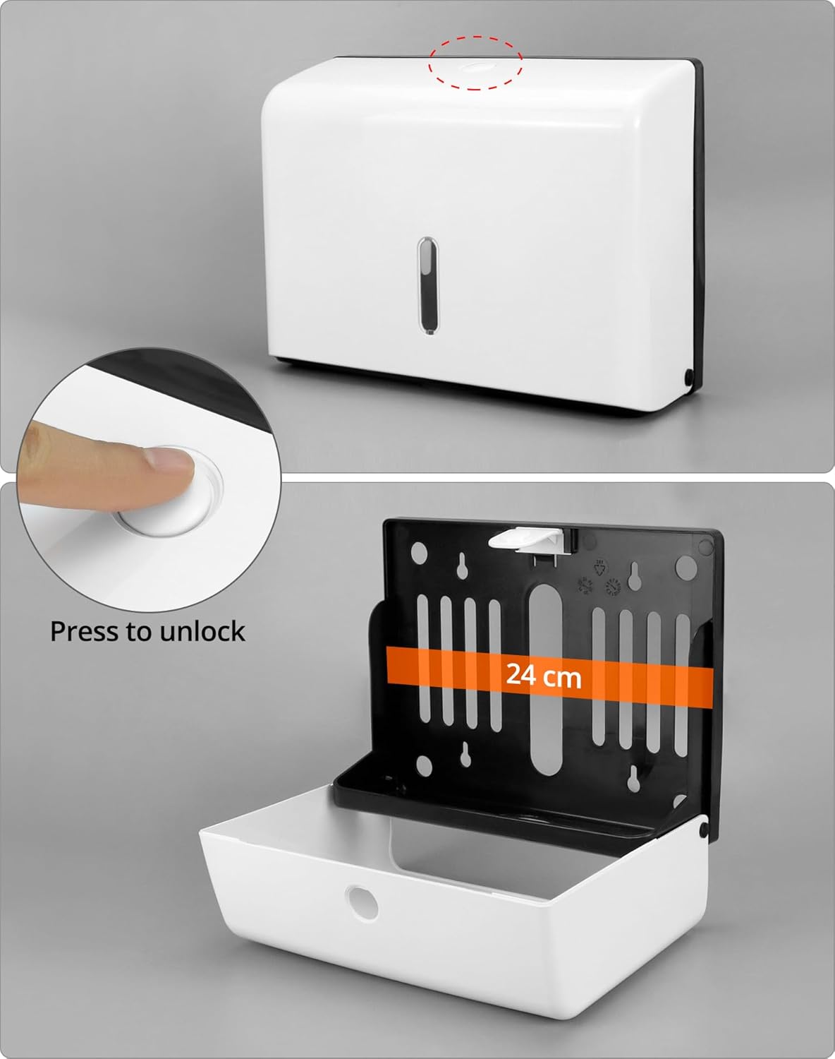 QWORK Paper Towel Dispenser Wall Mount, 2 Pack Multifold Hand Towel Dispenser, Tri-fold Commercial Hand Towel Dispenser for Bathroom, Kitchen, Office, White