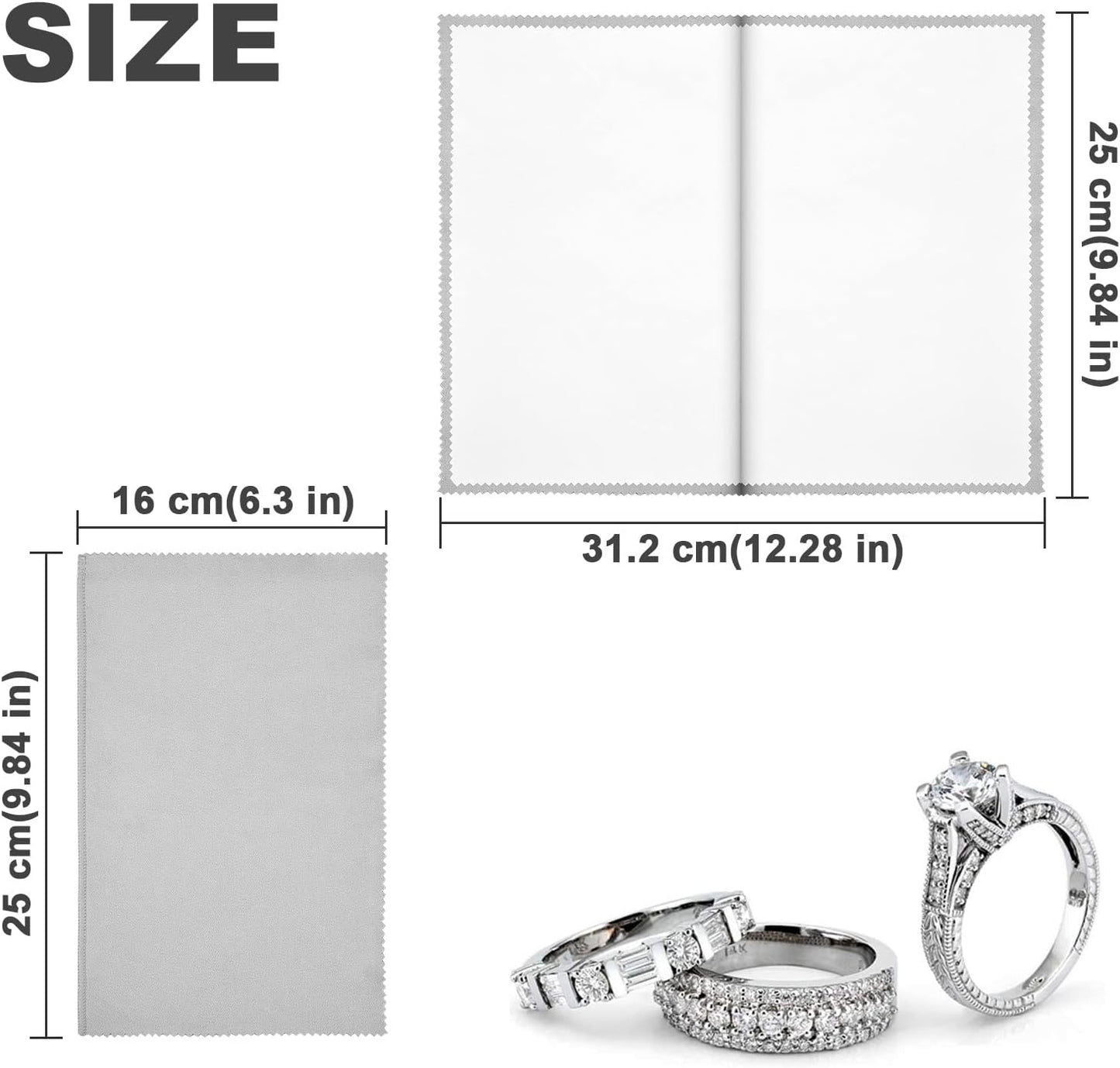 SEVENWELL Silver Polishing Cloth, Jewelry Cleaner Cloth for Sterling Silver Jewelry, Gold, Platinum, Silverware, Diamonds, Gemstones, Coins (Light Gray)