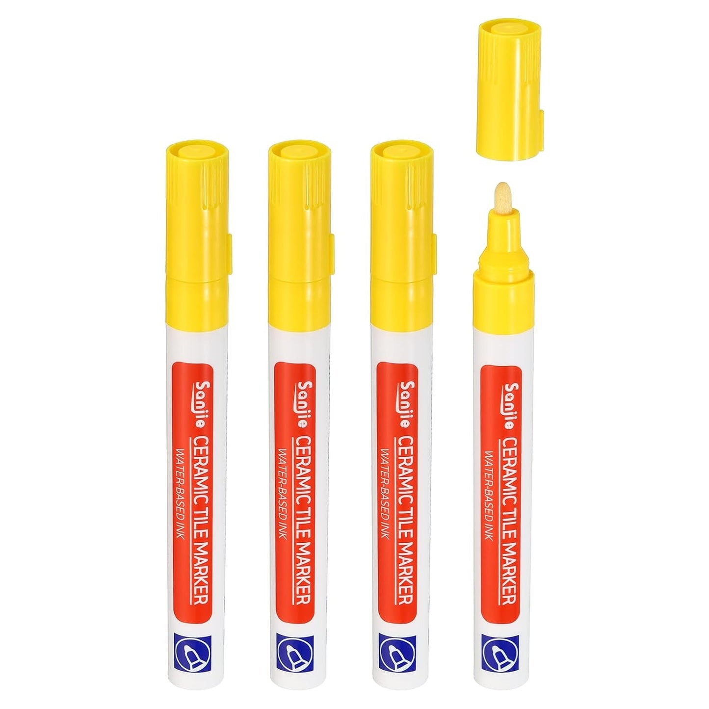 PATIKIL Grout Pen, 4 Pack Yellow Tile Marker Waterproof Grout Sealer Pen Tile Repair Pens Paint Pens for Wall Floor Bathroom Kitchen Refresh