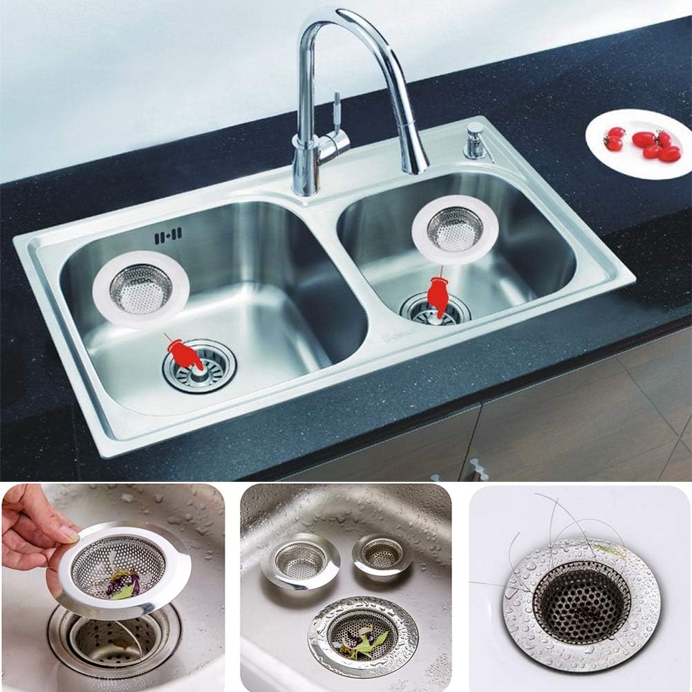 Kitchen Sink Strainer Stainless Steel Sink Strainer with Large Wide Rim 4.5" for Mesh Sink Strainer, Bathroom, Slop, Laundry, RV, Lavatory, Large (Pack of 2)
