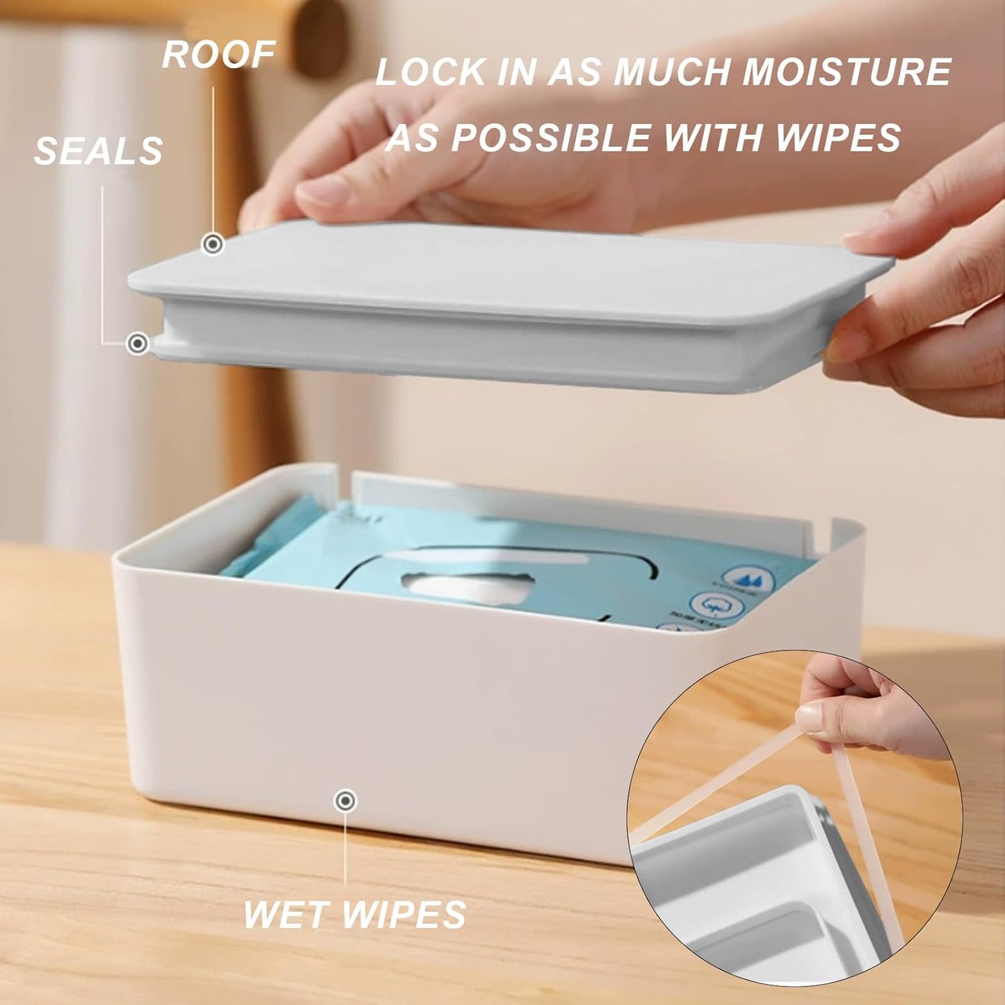 2Pcs Diaper Wipes Dispenser, Refillable Wipe Container, Wipe Container with Sealing Design Lid, Keep Wipes Fresh,Wet Wipes Cases (Gray and Green)