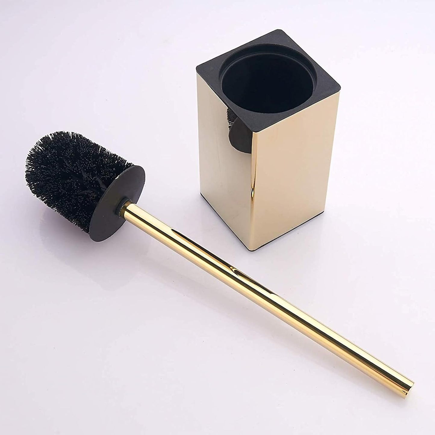 Toilet Brush Holder Stainless Steel 304 Standing Gold Square Toilet Brush Holder for Bathroom Storage and Organization (Gold)