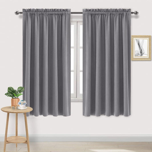 DWCN Blackout Curtains for Bedroom – Rod Pocket Thermal Insulated Noise Reducing Noise Reducing Drapes for Living Room, W 60 x L 63 Inch, 2 Panels, Grey