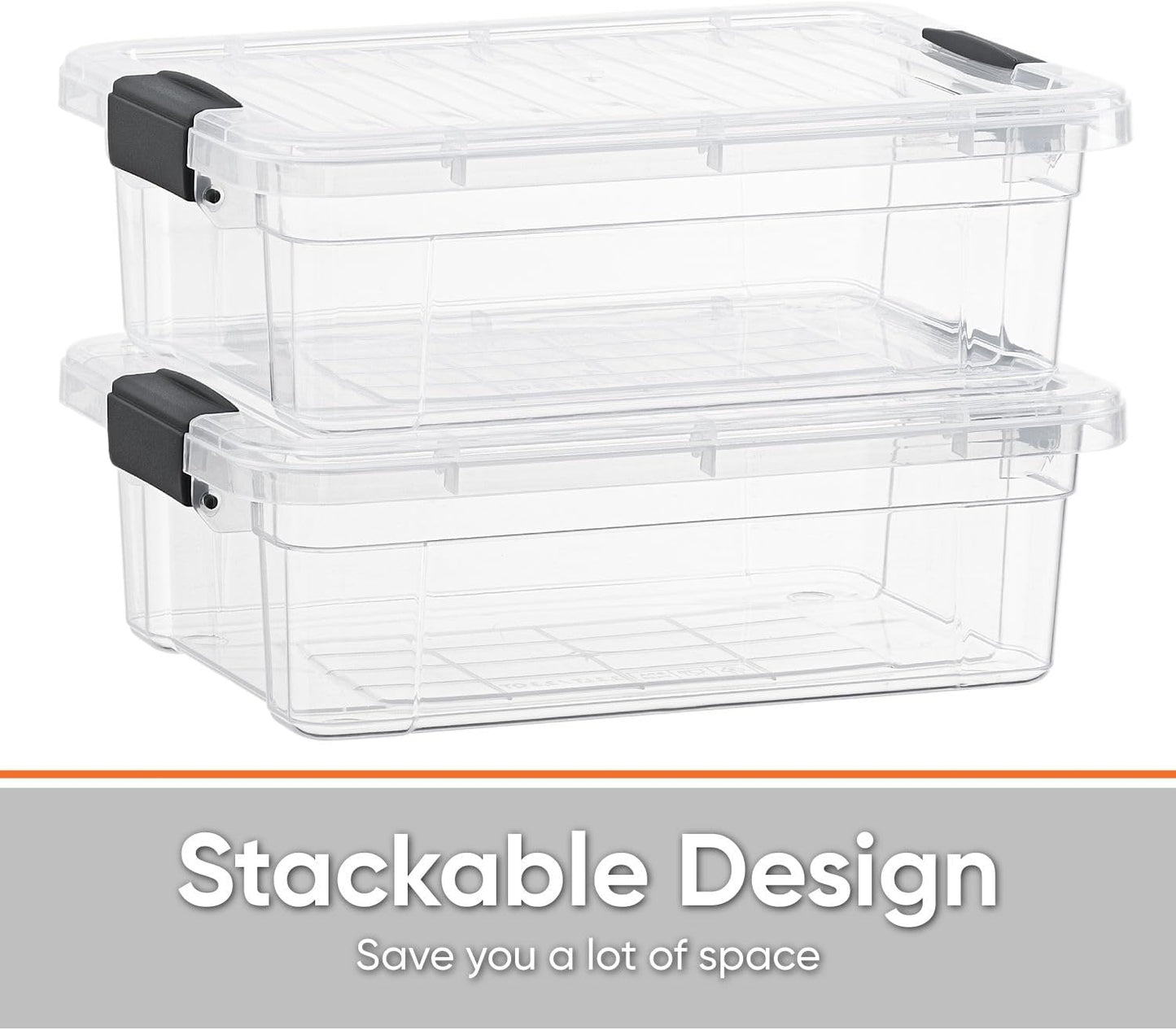 Superio Clear Storage Boxes with Lids, 1.27 Quart Plastic Container Bins for Organizing, Stackable Crates, BPA Free, Non Toxic, Odor Free, Organizers for Home, Office and Dorm, 4 Pack