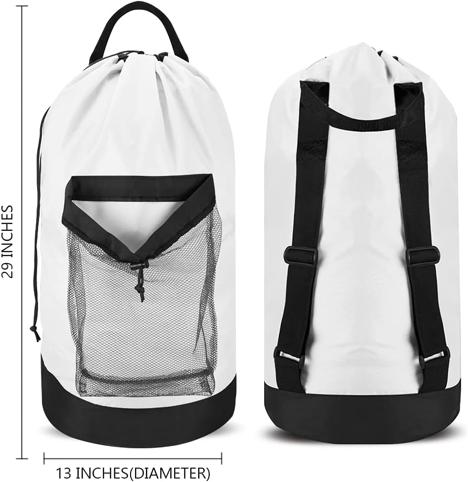 Dalykate Backpack Laundry Bag, Laundry Backpack with Shoulder Straps and Mesh Pocket Durable Nylon Clothes Hamper Bag with Drawstring Closure for College, Travel, Laundromat, Apartment