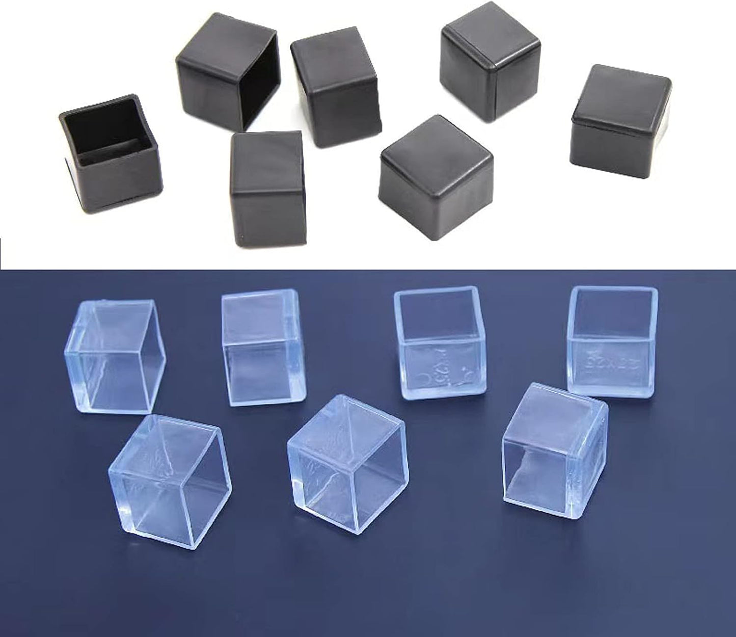 12 Pcs Transparent Square Anti-Slip Rubber Leg Tips Chair Leg Caps Furniture Floor Protectors Chair Table Bar Stool Leg Covers Furniture Leg Cube Feet 1.57 Inch x 1.57 Inch (40 x 40mm)