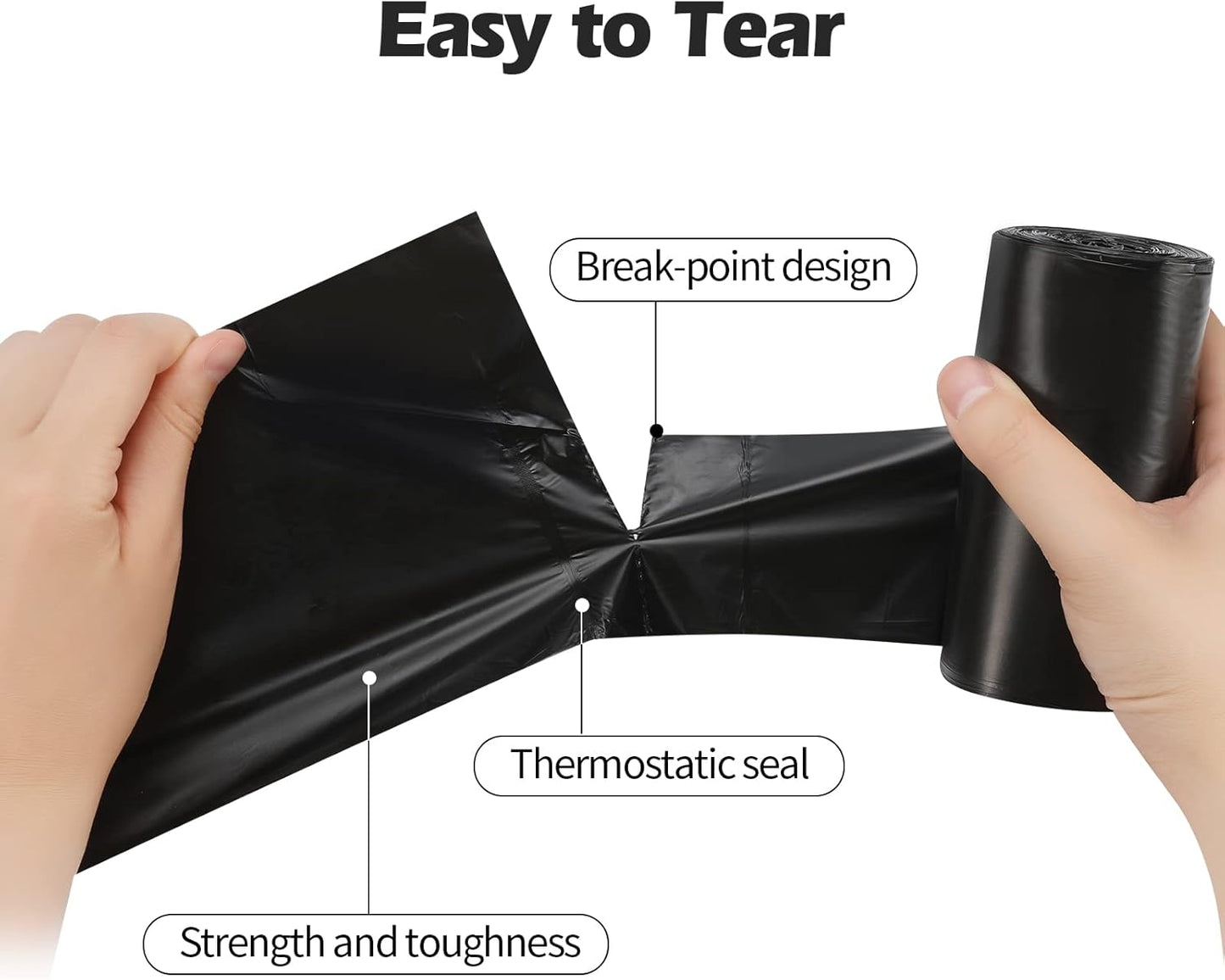 2-4 Gallon Portable Trash Bags,60 Counts Thicken portable Small Garbage Bags for Office, Kitchen,Bedroom Trash Can,Strong Trash Bags（Black）