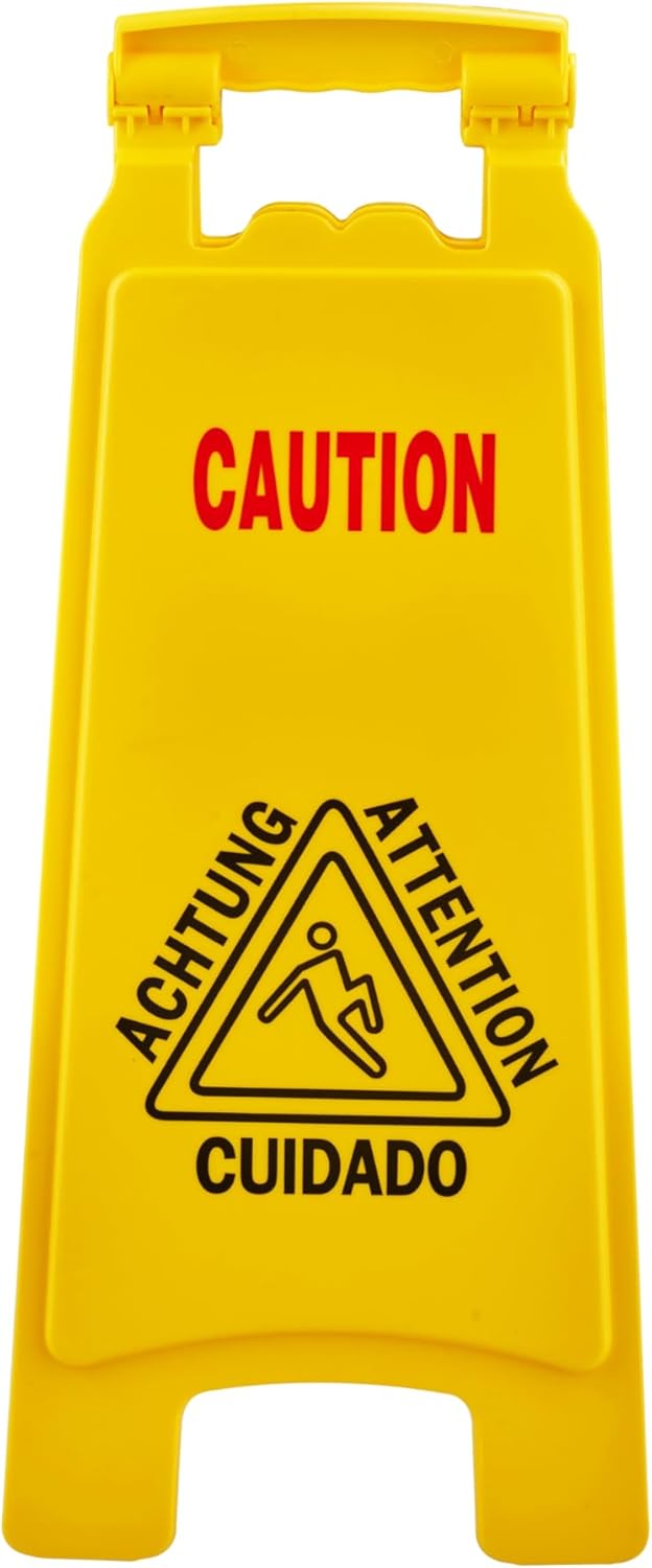 Wet Floor Sign, Slippery When Wet A-Frame Caution Sign, Bright Yellow