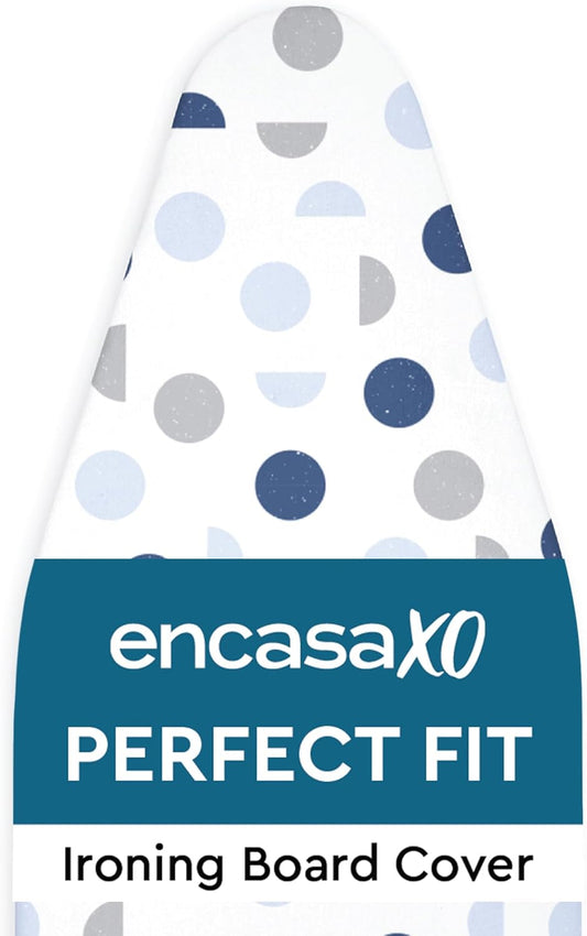 Encasa XO Ironing Board Cover and Pad 42"x14" - Thick 3mm Felt Padding, Drawstring Tightening & Lock, Easy Fit, Scorch & Stain Resistant, Fits Medium Ironing Board - Blue Moon