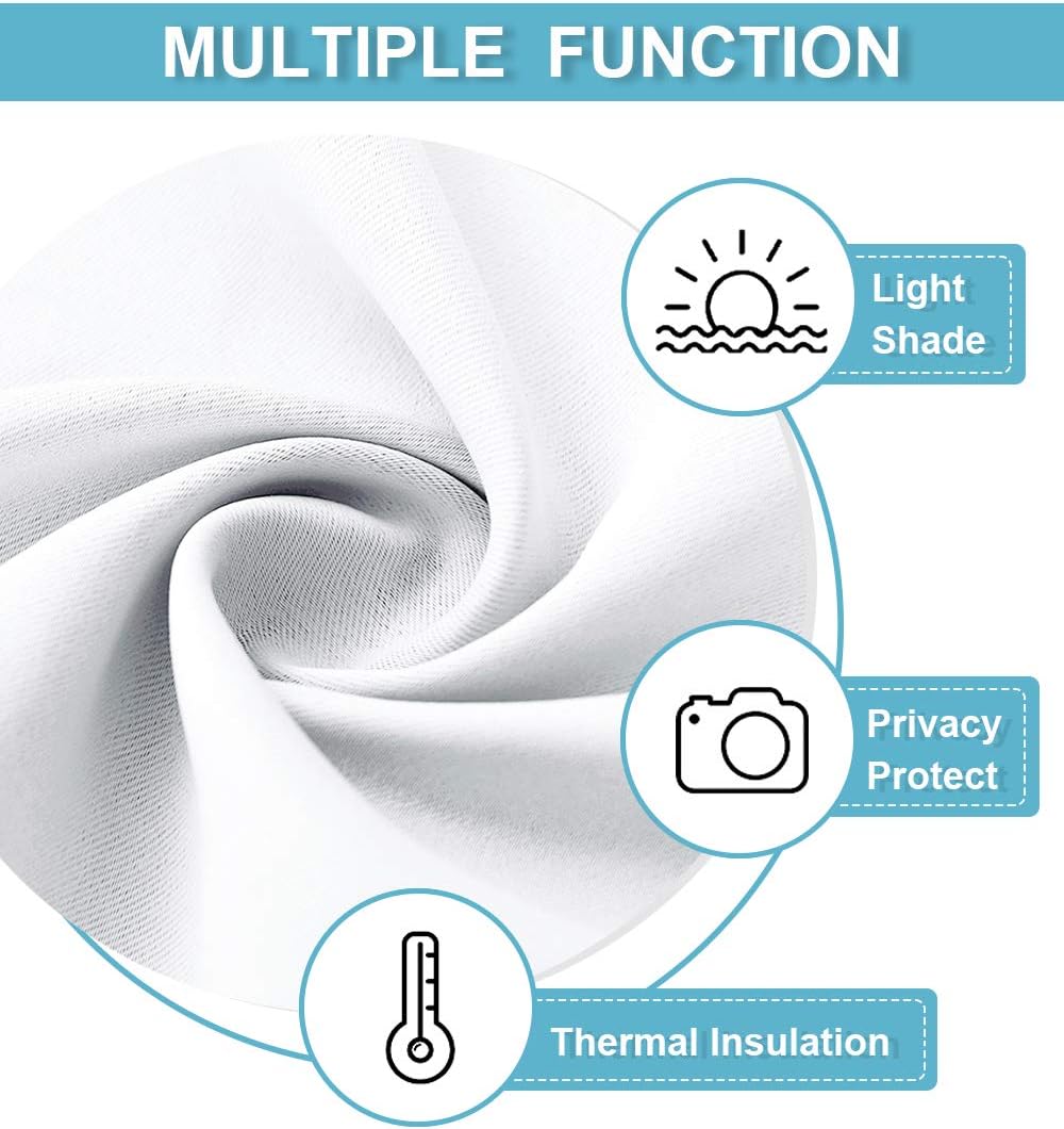 RYB HOME Blackout Curtains for Living Room, Large Window Shades for Bay Window Dining Parlor Bedroom Patio Door, Wide 62 x Long 72 inches, Pure White, 2 Panels