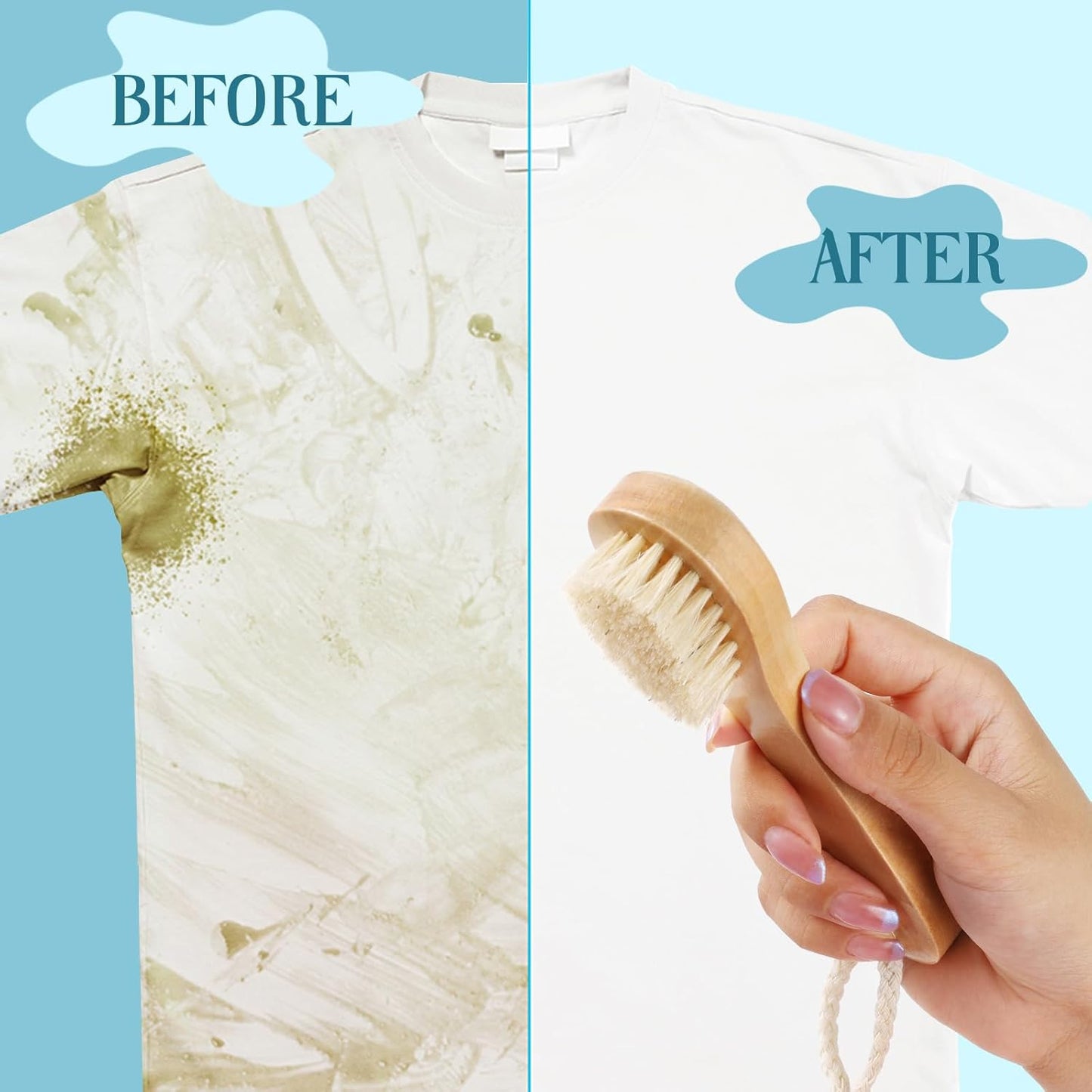 3 Pcs Wood Laundry Stain Brush Stain Remover Brushes with Boar Bristle Small Stain Brush for Clothes for Scrubbing Stains from Furniture Fabric Leather(3 Pcs A)