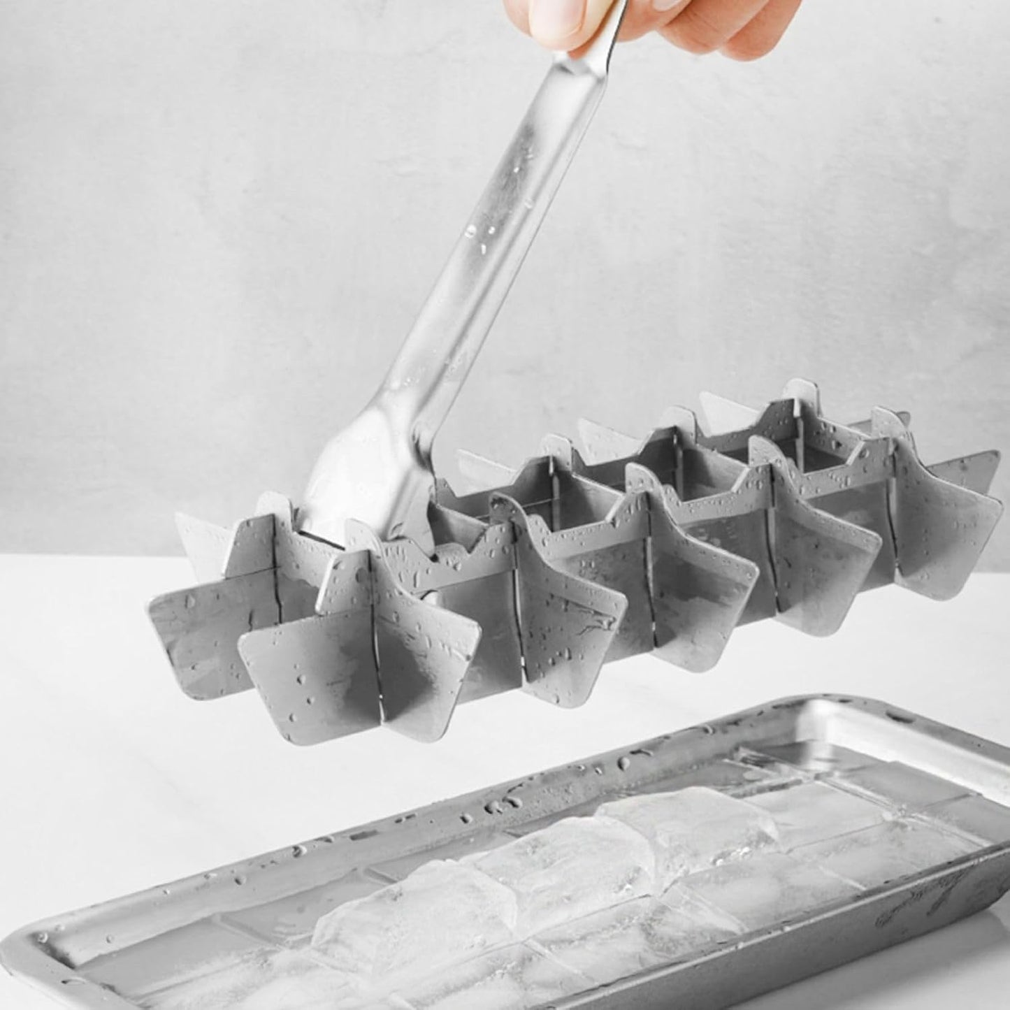 3 Pack Stainless Steel Ice Cube Trays, 18 Slot Ice Tray with Easy Release Handle Detachable Ice Trays for Easily Making Various Ice Cubes and Frozen Foods 10.9x4.4x2.2 inches