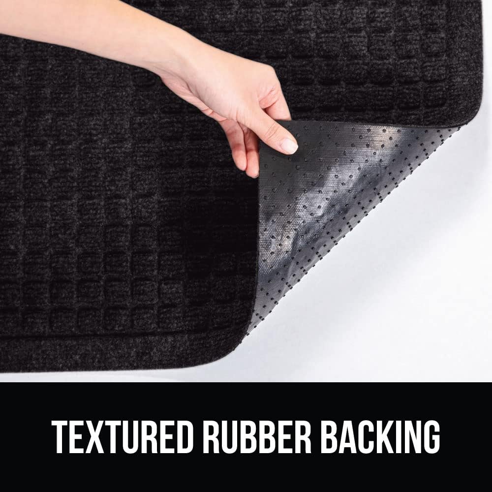 GORILLA GRIP Front Door Mat, Indoor Outdoor Ultra Absorbent HydroAbsorb Doormat, Absorbs Up to 1.7 Cups of Water, Stain and Fade Resistant, Rubber Backing Doormats, Captures Dirt, 29x17 Black