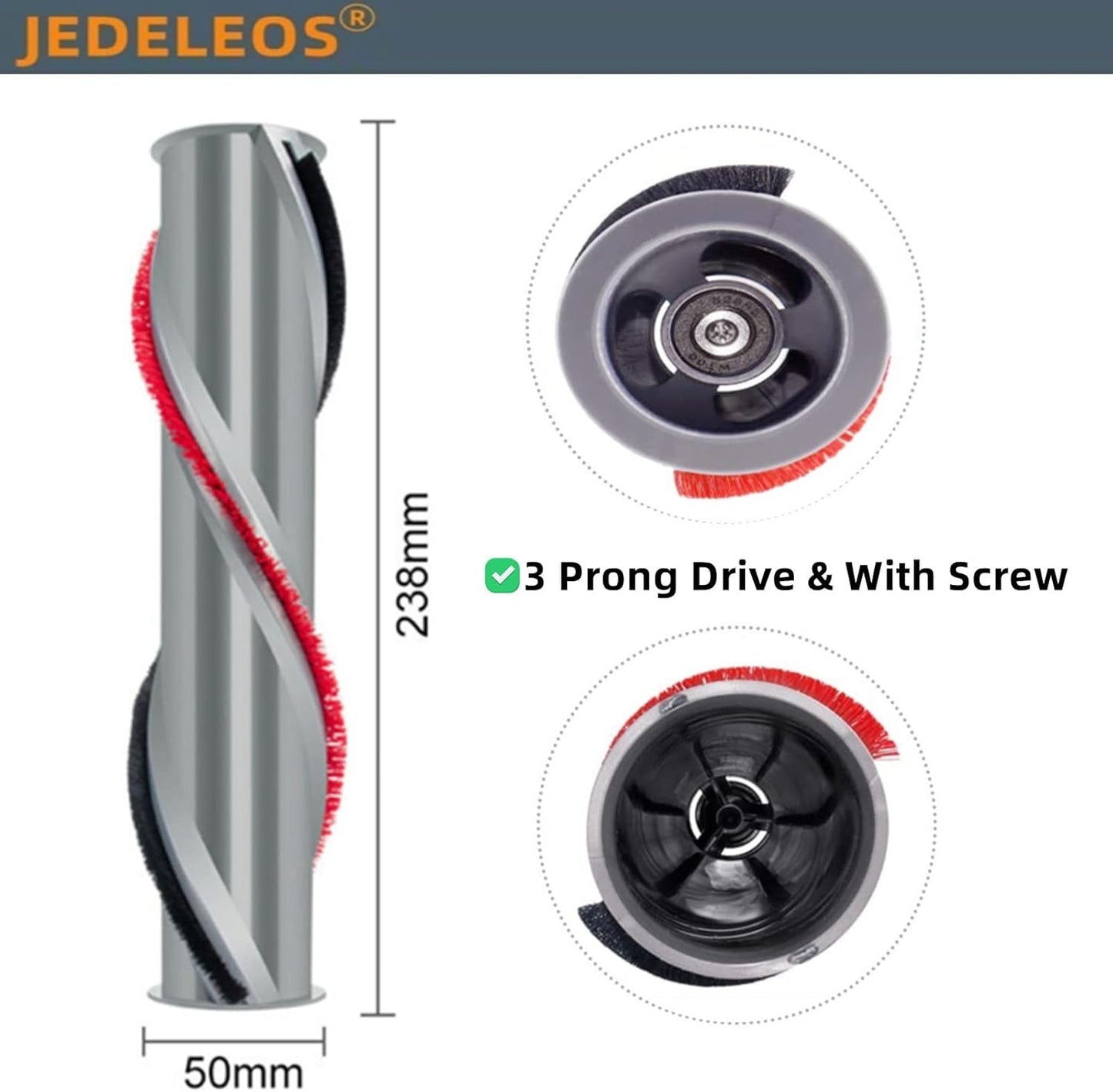 Brush Roller for Dyson V11 Vacuum Cleaner 970100-03 and 970100-05 Replacement Bar Assembly, Replace Part 970135-01, 970135-02 (3 Prong Drive & with Screw)