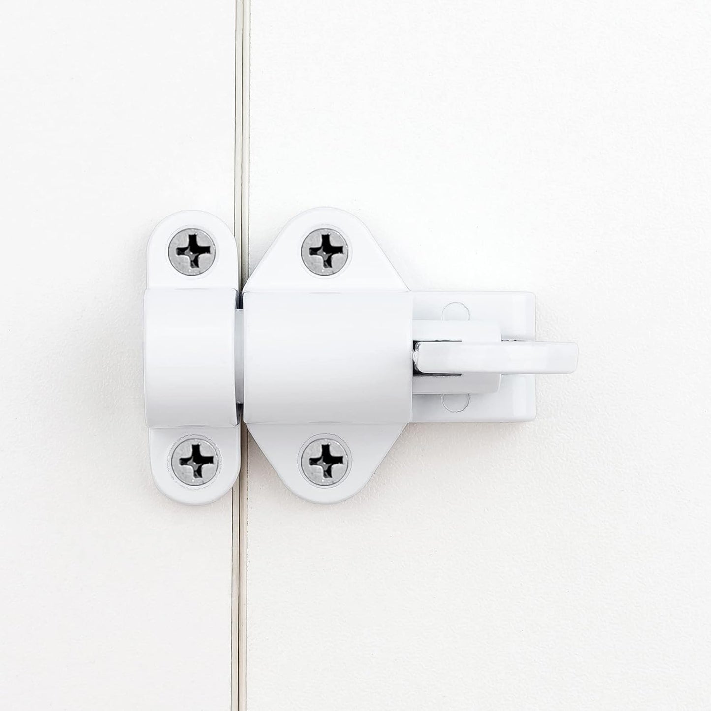 3 Packs Self-Closing Latches，White Spring Door Lock，Resilient Bolt Latch Aluminum Alloy Safety Automatic Spring Barrel Slide Door Lock with Screws,Used for Gate,Window and Cabinet etc