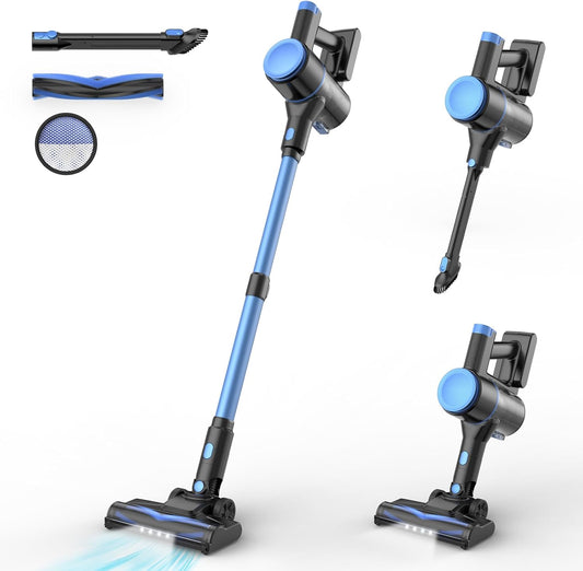 N8 Cordless Vacuum Cleaner, Lightweight Stick Vacuum with Powerful Suction, 2200mAh Battery, 40 Mins Runtime, Self-Standing, Rechargeable Vacuum Cleaners for Home Hardwood Floor Carpet Pet Hair