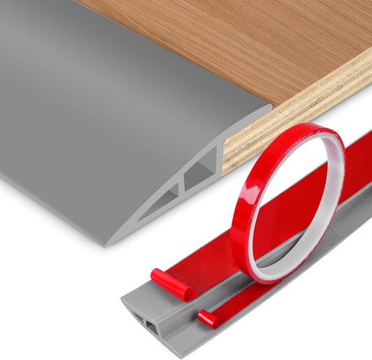 Floor Transition Strip Vinyl Door Threshold Ramp Self Adhesive Carpet Edging Strip Doorway Edge Trim, Overlap Edge Reducer for Laminate Carpet, Floor, Tile (Gray, 1/5" to 2/5", 6.6Ft)