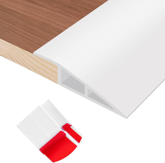 Floor Transition Strip Self Adhesive Vinyl Door Threshold for Doorways Carpet Edging Trim Overlap Edge Reducer for Laminate Floor, Carpet, Tile (White, 1/5" to 2/5", 6.6Ft)