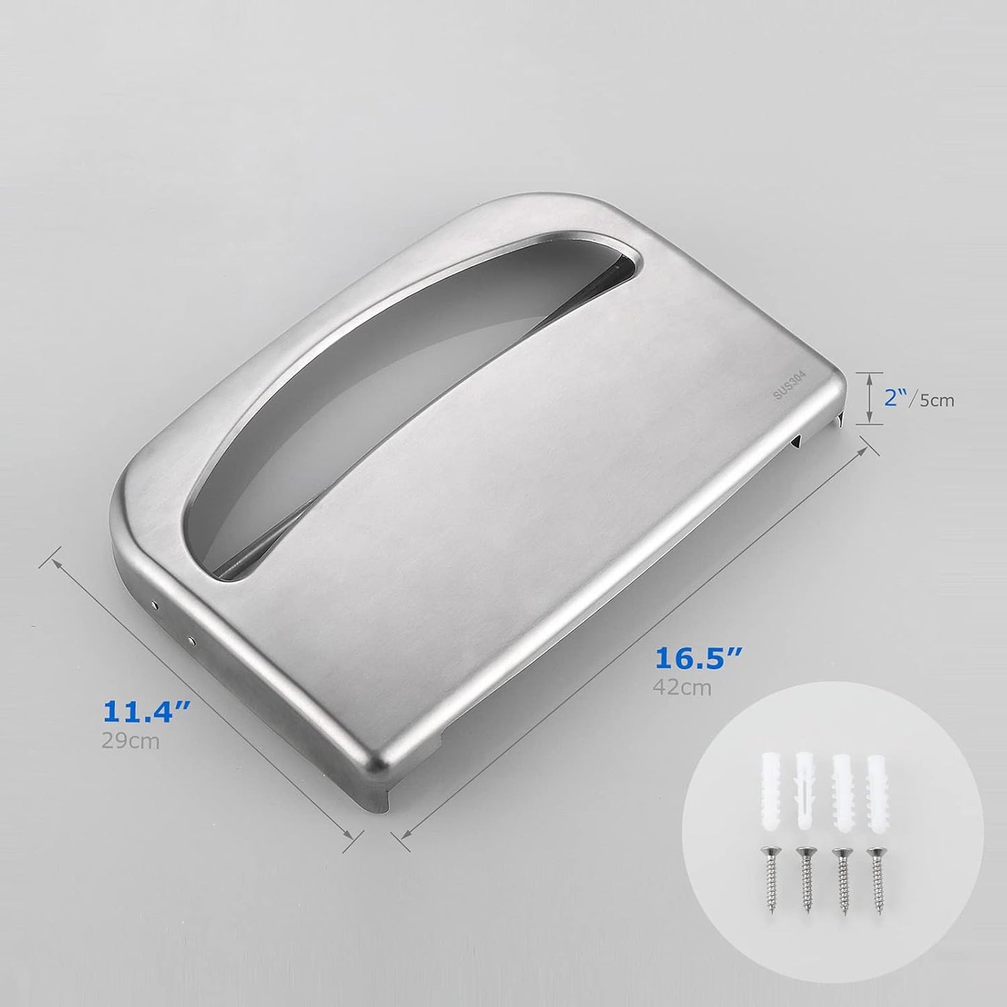 Toilet Seat Cover Dispenser Wall Mount Commercial, Half Fold Toilet Seat Cover Dispenser, 304 Stainless Steel, 16-Inch