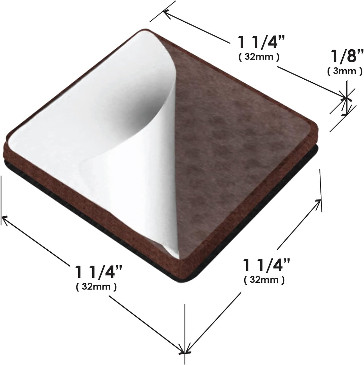 Slipstick GorillaPads CB148 Non Slip Furniture Pads/Rubber Gripper Feet (Set of 8) Self Adhesive Anti-Skid Floor Protectors, 1-1/4 inch Square, Black