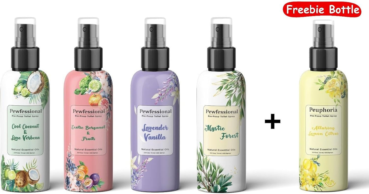 Poop spray for toilet, pre poo toilet spray bathroom odor eliminator and air freshener, 2.5 Ounce, 5 pack Travel Size