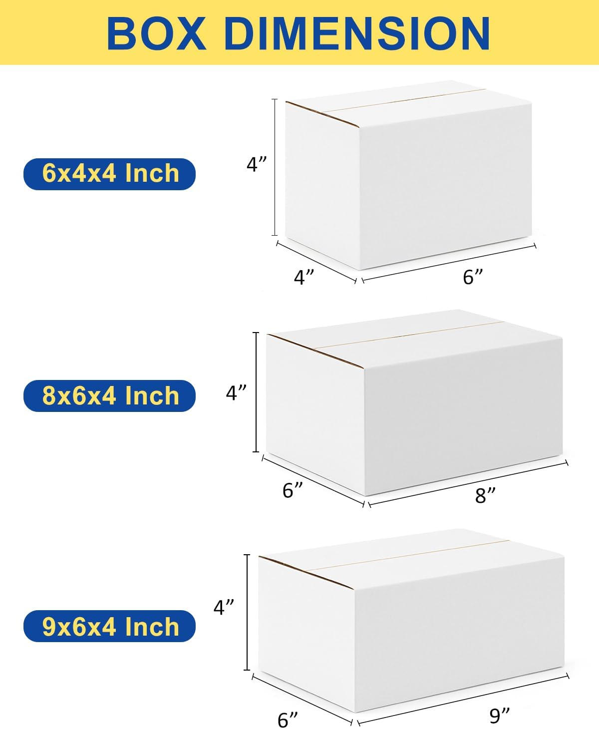 Assorted-Sizes-Shipping-Boxes-45-Pack: 6x4x4 & 8x6x4 & 9x6x4 Small-Shipping-Boxes-Mailers, White Corrugated-Cardboard-Boxes-for-Packing-Small-Business Mailing