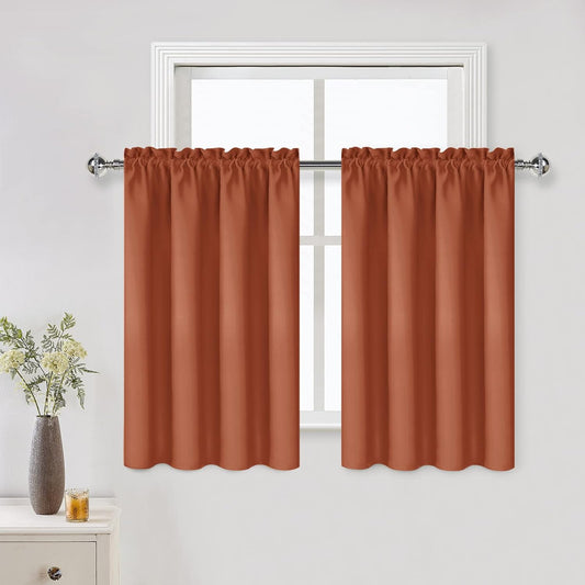 DWCN Blackout Curtains Thermal Insulated, Energy Saving & Noise Reducing Bedroom and Living Room Curtains, Burnt Ochre, W 42x L 36 Inch, Set of 2 Rod Pocket Curtain Panels
