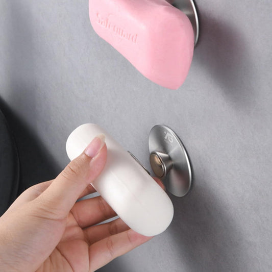 Magnetic Soap Holder, Stainless Steel Wall Mount Waterproof Bathroom Organizer for Showers/Sinks (2Pcs-3M)