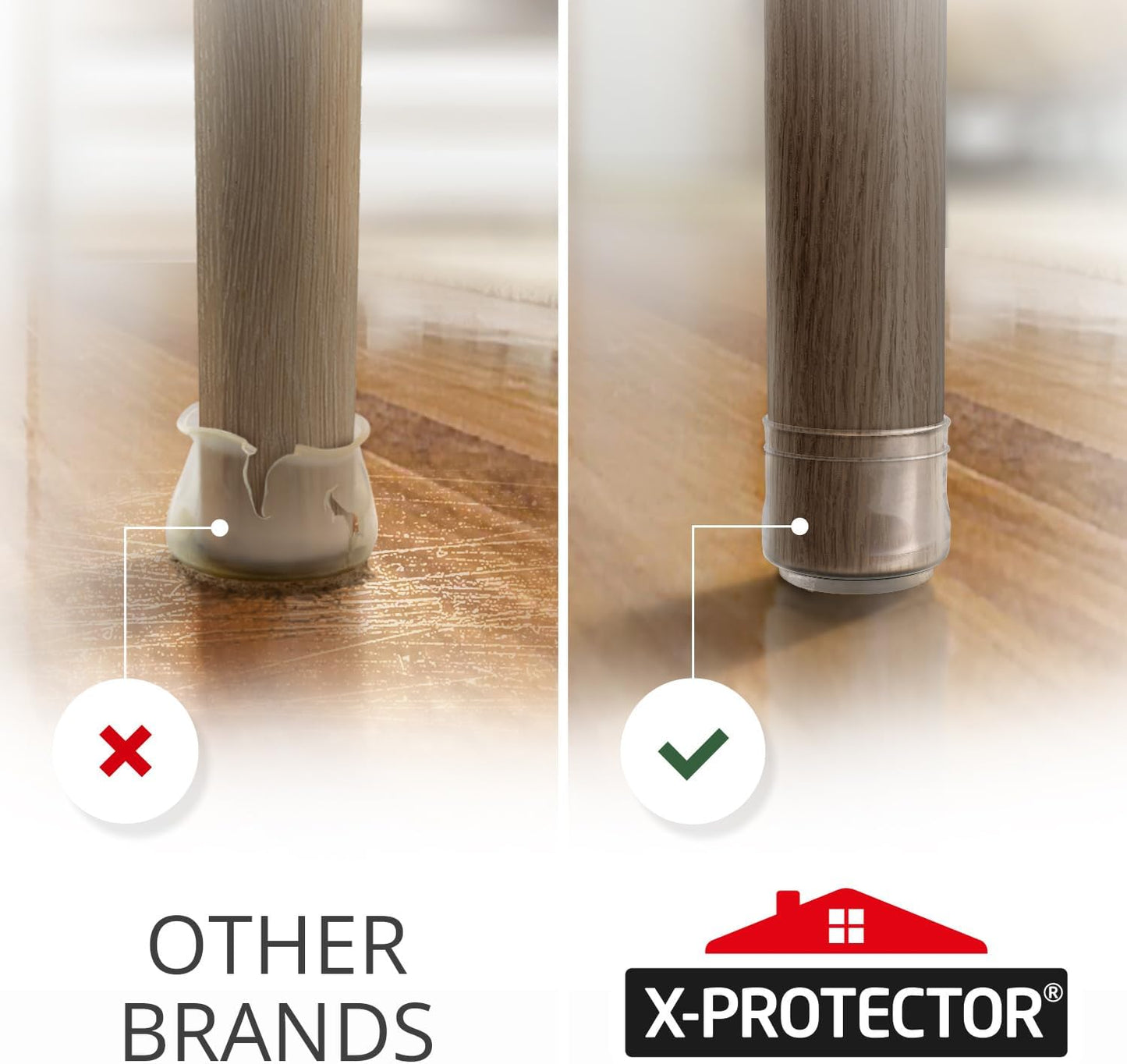 X-Protector Silicone Chair Leg Floor Protectors with Non-Slip Furniture Pads - 32 PCS 1.3" - 2" - Anti-Slip Chair Leg Covers - Non-Skid Furniture Leg Caps - Furniture Pads for Hardwood Floors!