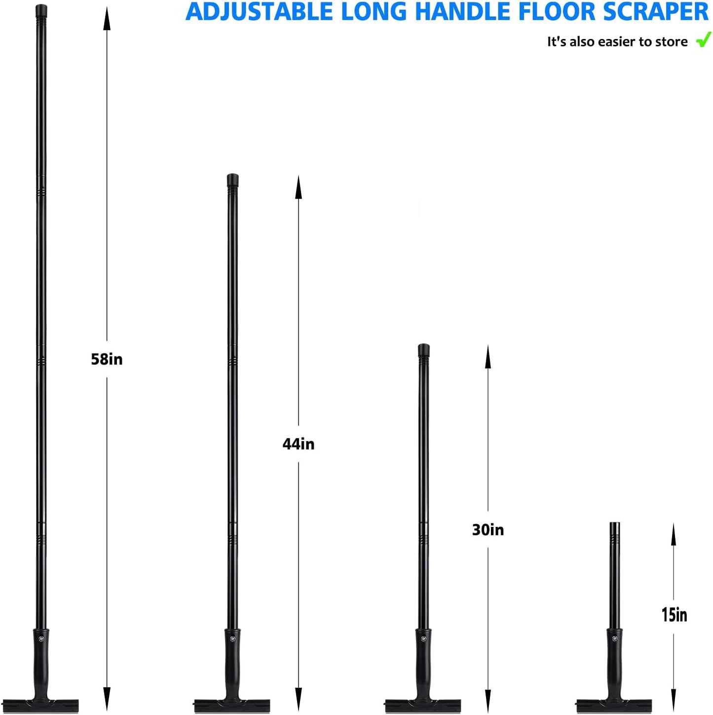 EHDIS Adjustable Razor Blade Scraper, 15''-58'' Long Handle 6" Blade Scraper Tool with 20 Double-Edge Blades for Cleaning Paint, Caulk, Adhesive,Painting Stripping Tools, Tile, Floors, Walls
