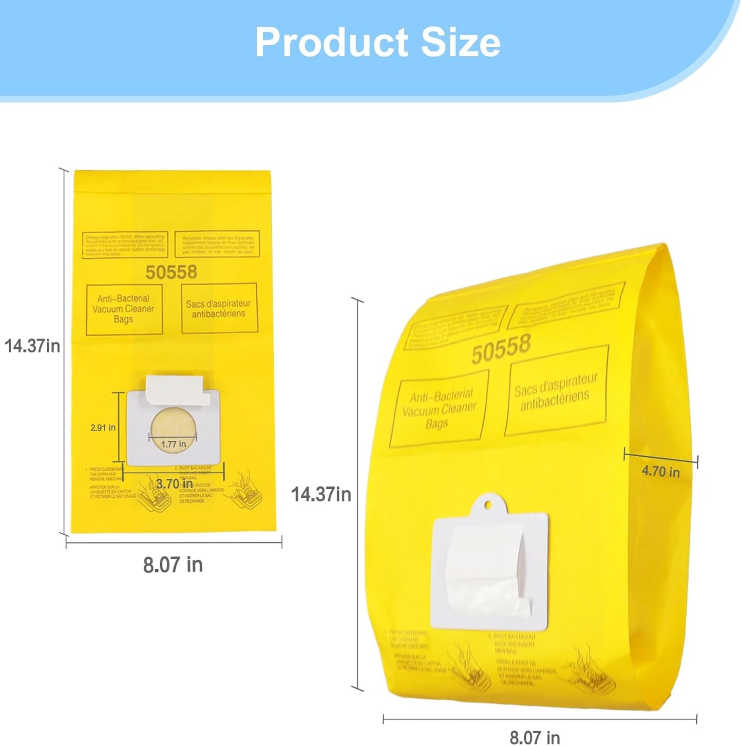 25 Pack Replacement Vacuum Bags - Compatible with Kenmore Canister Type C/Q 5055, 50555, 50557, 50558, and Panasonic Type C-5 C-18 - Premium Canister Vacuum Bags (25PCS)