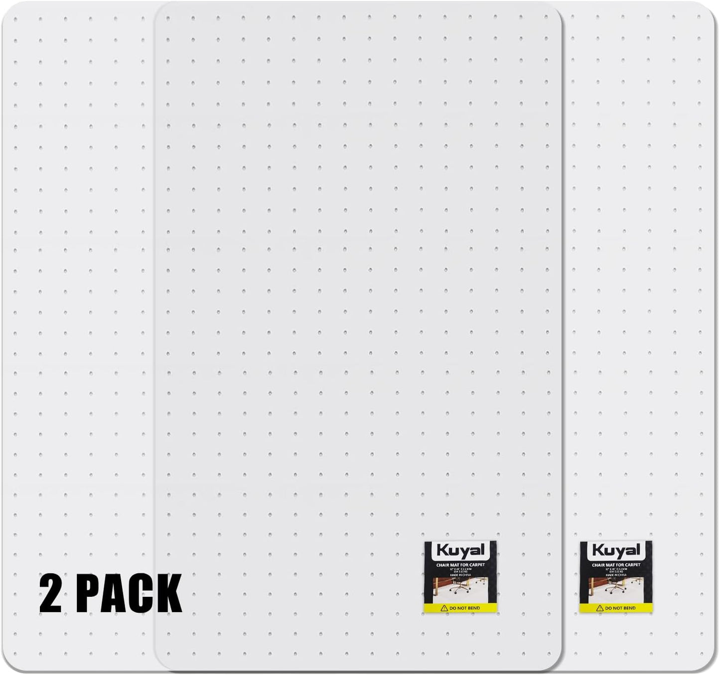 Kuyal Office Chair Mat for Carpet, Set of 2, 40x48 Clear Heavy Duty Computer Chair Mat, Under Desk Protector Carpeted Floors Mat, Easy Chair Movement,Ship Flat