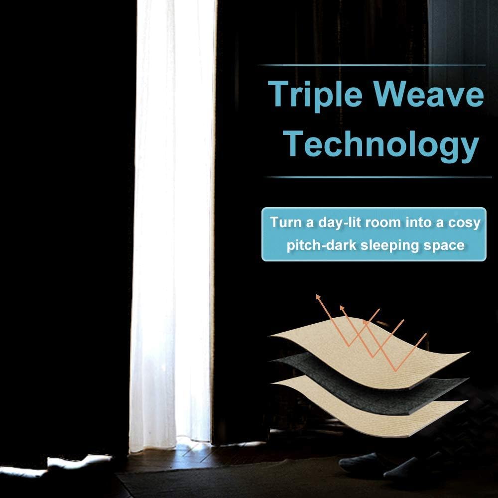 RYB HOME Curtains for Bedroom 72 inches Long, Blackout Thermal Insulating Window Treatment Drapes for Living Room Bathroom Basement Laundry Classroom, W 34 x L 72, Biscotti Beige, 2 Panels