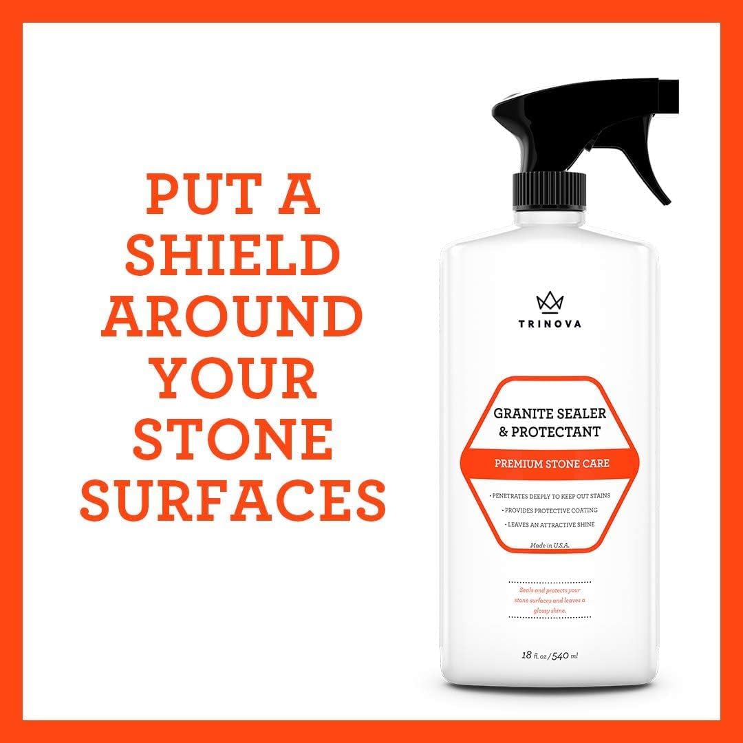 TriNova Granite Sealer & Protector Gallon Refill- Made in USA, Best Stone Polish, Protectant & Care Product - Easy Maintenance for Clean Countertop Surface, Marble, Tile