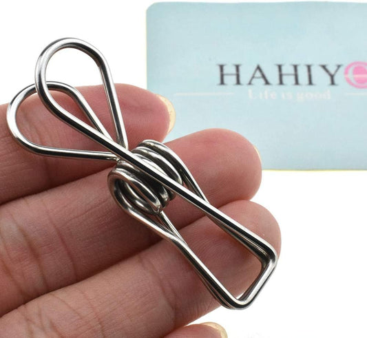 HAHIYO Clothespins Chip Clips All Metal Stainless Steel No Rust Stains Strong Grip in Heavy Wind 2 Inches 24 Pack Do Not Fall Apart Open Wide for Holding Clothes Snack Bag Clamps