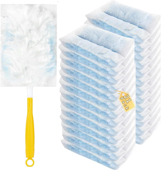 Duster Refills Compatible with Swiffer Duster, Heavy Duty Multi Surface Duster Replacement with 1 Extra Handle for Cleaning Furniture, Blinds, Ceiling Fans and Car (Blue-21 Pack)