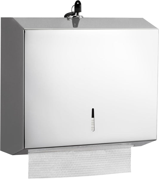 Paper Towel Dispenser Wall Mount Commercial, C Fold Multifold Hand Paper Towel Dispenser, Stainless Steel Tissue Holder(Chrome)