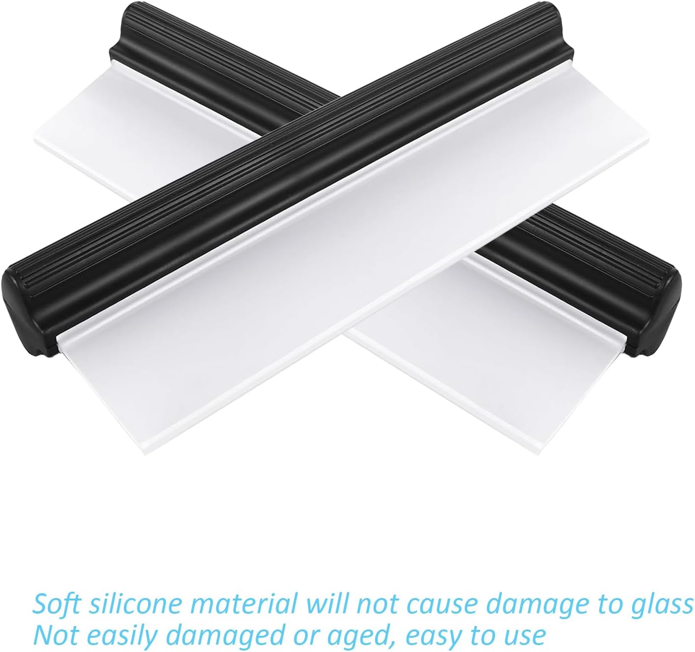 2pack 12inch Car Drying Squeegee Water Blade Universal Quick Drying Squeegee Wiper Flexible T-Bar Water Blade Silicone Squeegee for Car,Glass,Windshield,Bathroom Black Handle