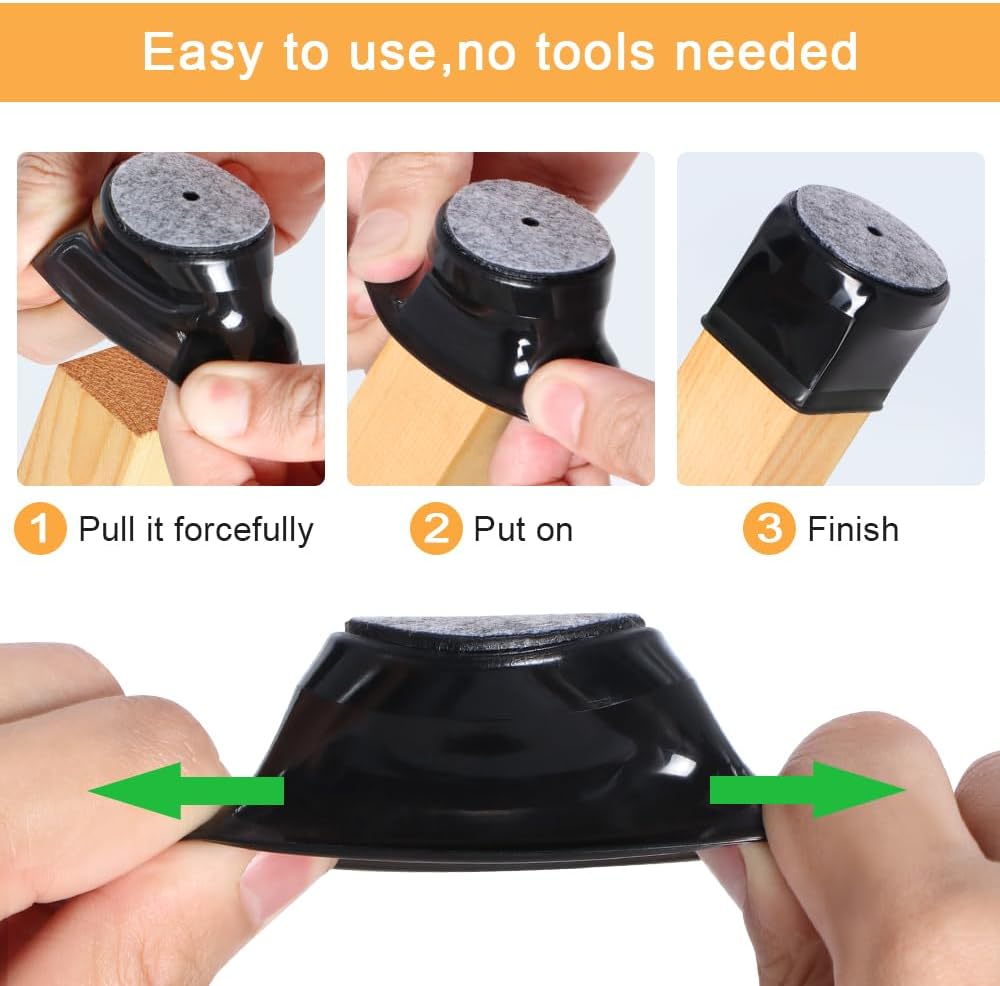 32 Pcs Chair Leg Protectors for Hardwood Floors, Silicone Felt Furniture Leg Cover Pad for Protecting Floors from Scratches and Noise, Smooth Moving, Large(Fit Round Diameter：1-5/16" to 2")