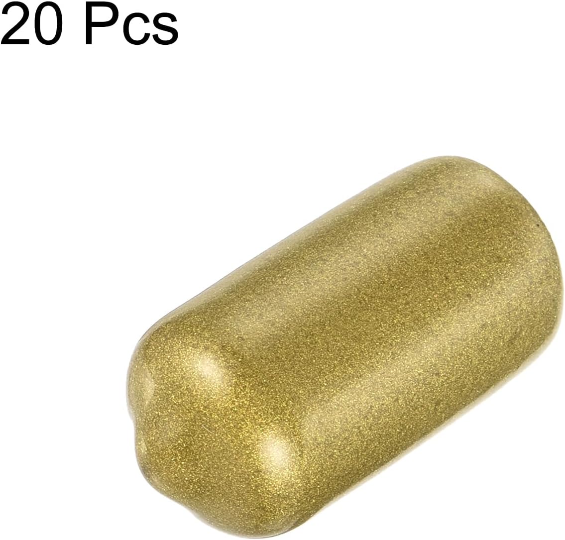 uxcell 20pcs Rubber End Caps 11mm ID Vinyl Round Tube Bolt Cap Cover Thread Protectors Gold