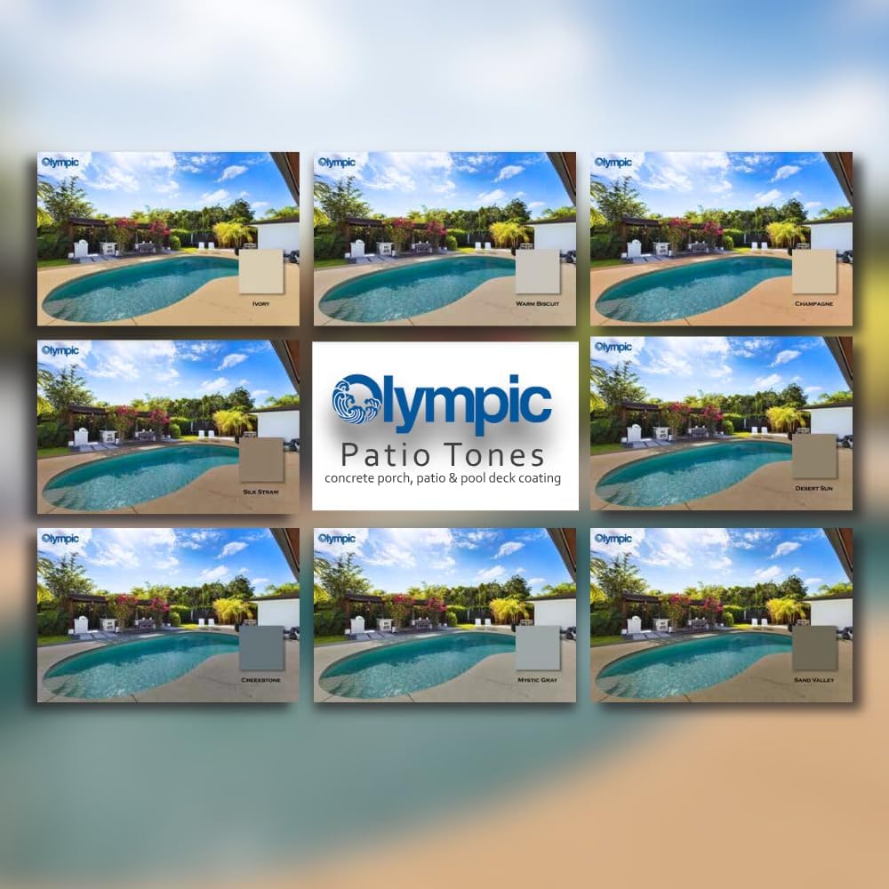 Olympic Patio Tones - Warm Biscuit - 1 Gallon - Non-slip acrylic deck and patio coating, concrete restorer.