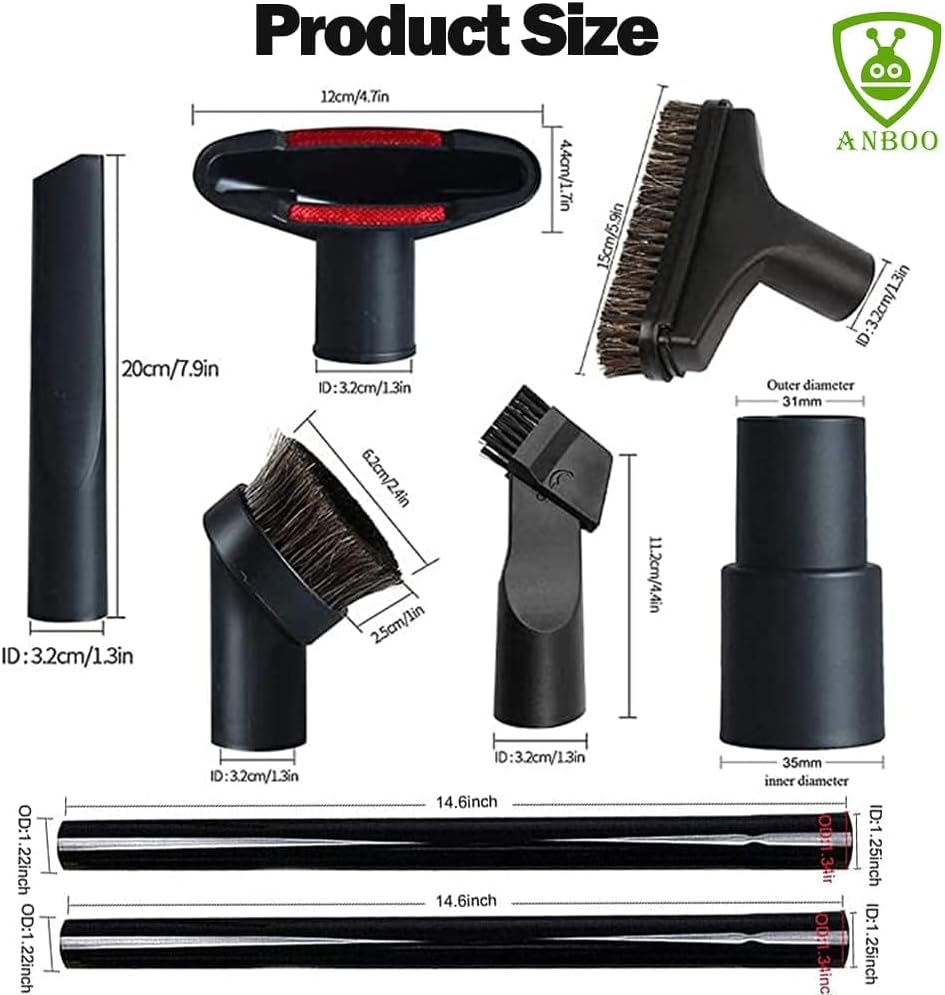 Vacuum Attachments Compatible with Shop Vac Accessories 1 1/4" Vacuum Cleaners Accessories Vacuum Extension Wand (8 Packs)