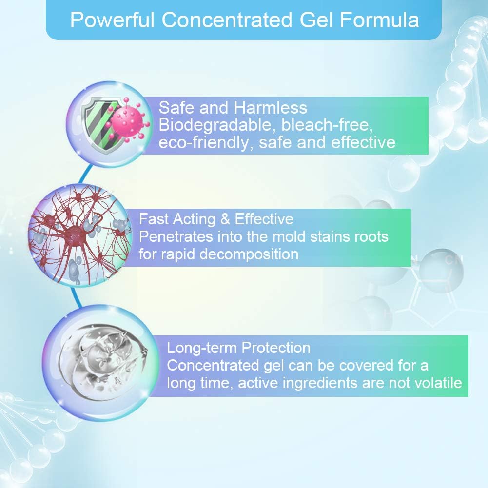 FOLLOWIN Household Mold and Mildew Stain Cleaner Gel Home Cleaner for Front Loader Washing Machine Seal,Tiles Grout,Window Sealant, Bathroom Grout, Sink,Shower Cleansing 8oz